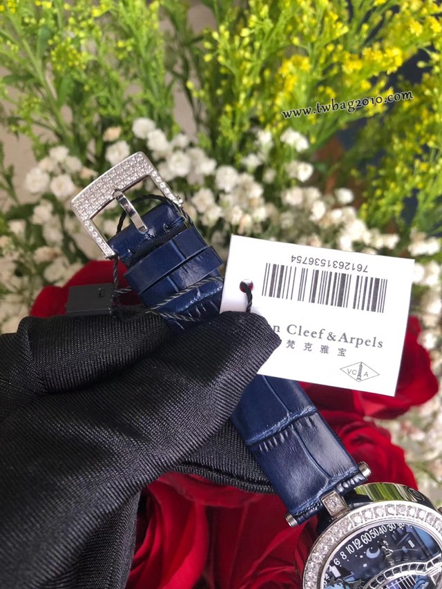 梵克雅寶情人橋牛皮錶帶女士腕表  gjs1858